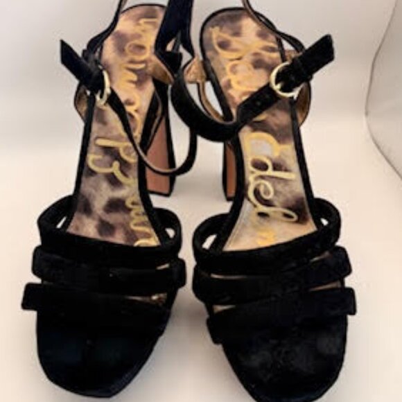 Sam Edelman Black Suede Platform Heels Size 10.5 - Picture 3 of 14